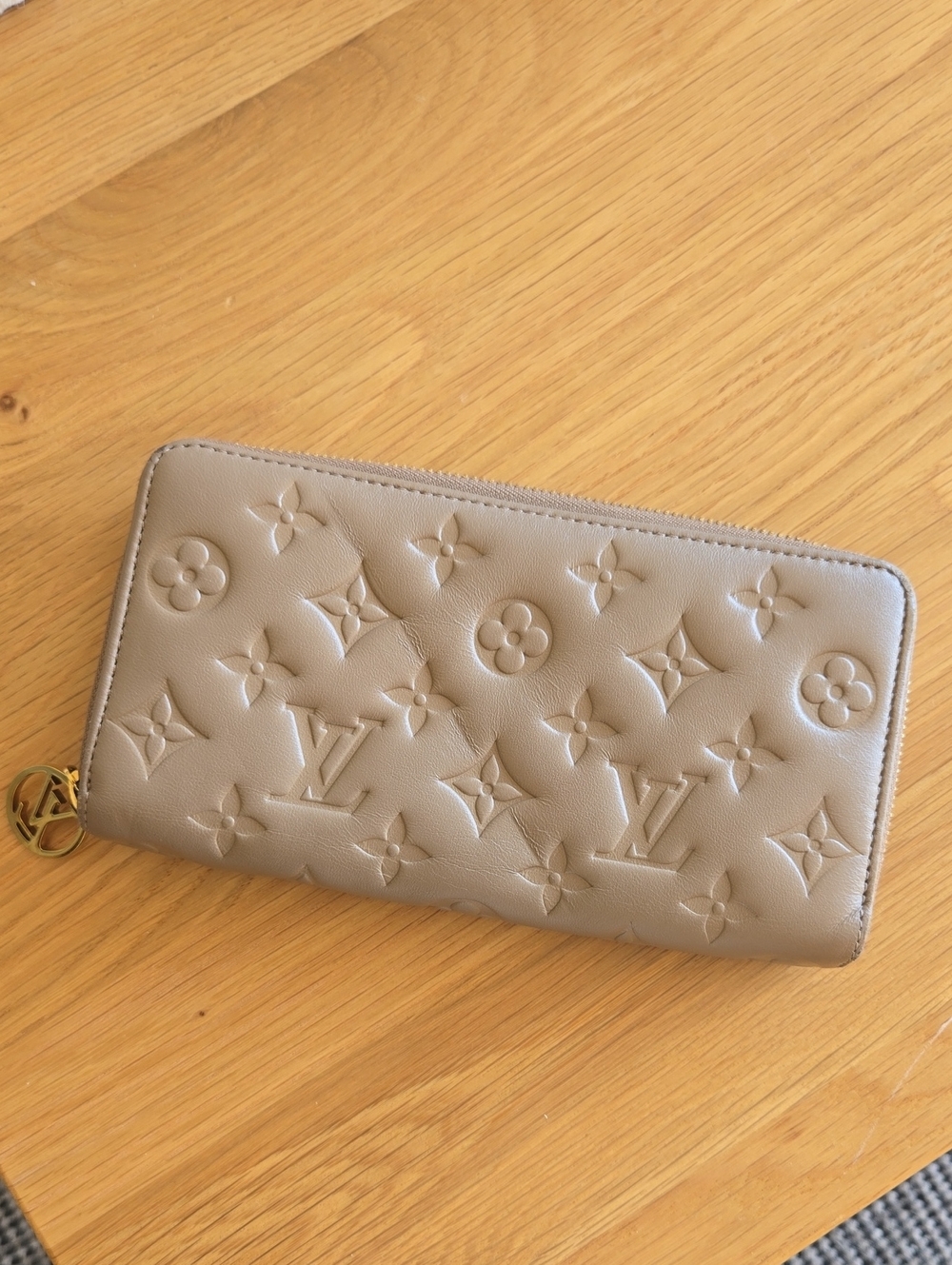 Louis Vuitton Embossed Monogram Coussins Zip-Around Wallet in Taupe, GUC